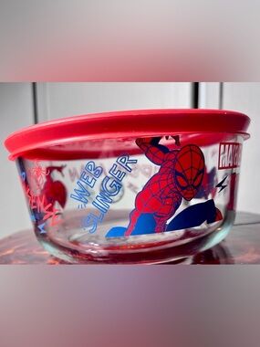 Pyrex Spider-Man Red & Blue Glass Storage Bowl